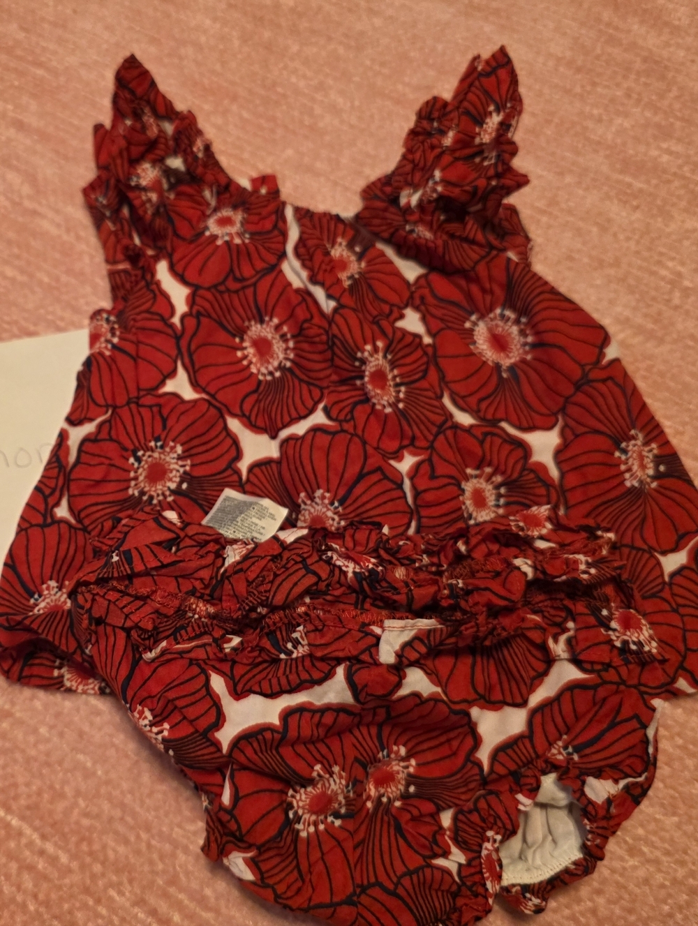 Janie and Jack Red Floral Ruffle One-Piece